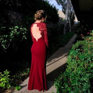 Burgundy long sleeved lace Prom dress!